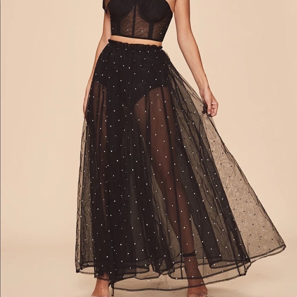 LPA SKIRT 630 IN BLACK With SILVER Embellishment Size Small